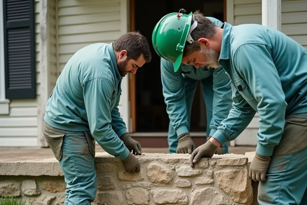 Limestone rubble foundation with lime mortar in an 1800s Indiana home