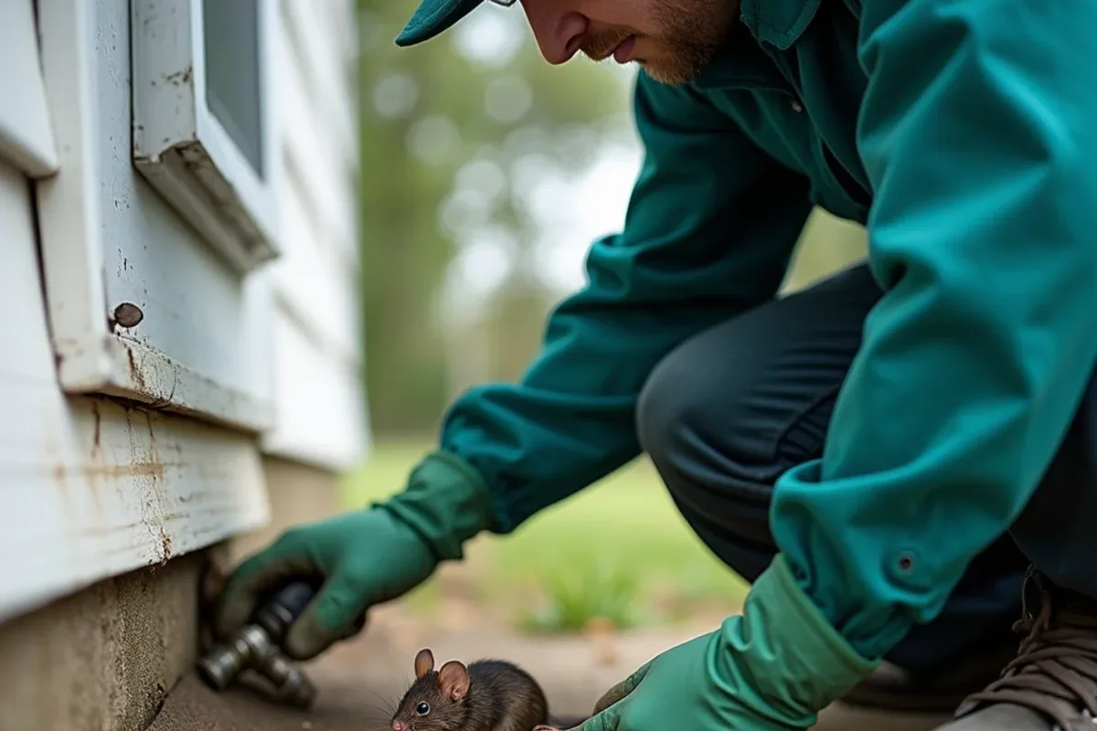 Sealing a gap around a utility pipe to keep mice out of a southern Indiana home