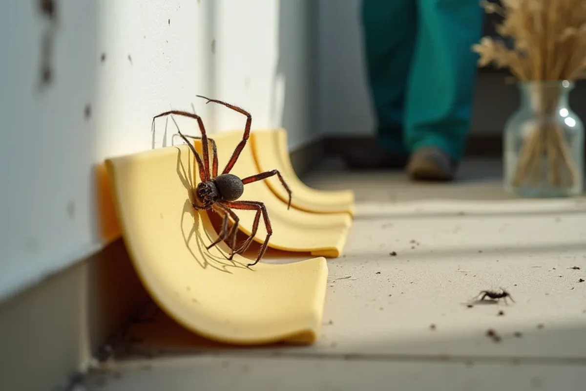 Glue boards set along a basement wall to monitor brown recluse spiders near Dupont, IN