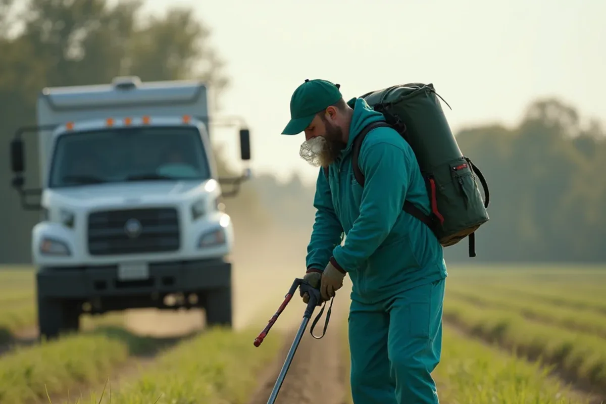 River-bottom farm fields near Medora, IN where mice move into nearby homes after harvest